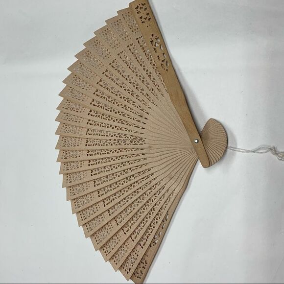 BALSAM WOODEN ASIAN FAN VINTAGE - Picture 3 of 5